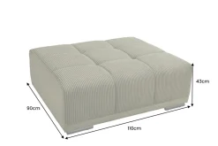 Moderner Hocker ELEGANCIA 110cm grün Cord mit Ziersteppung