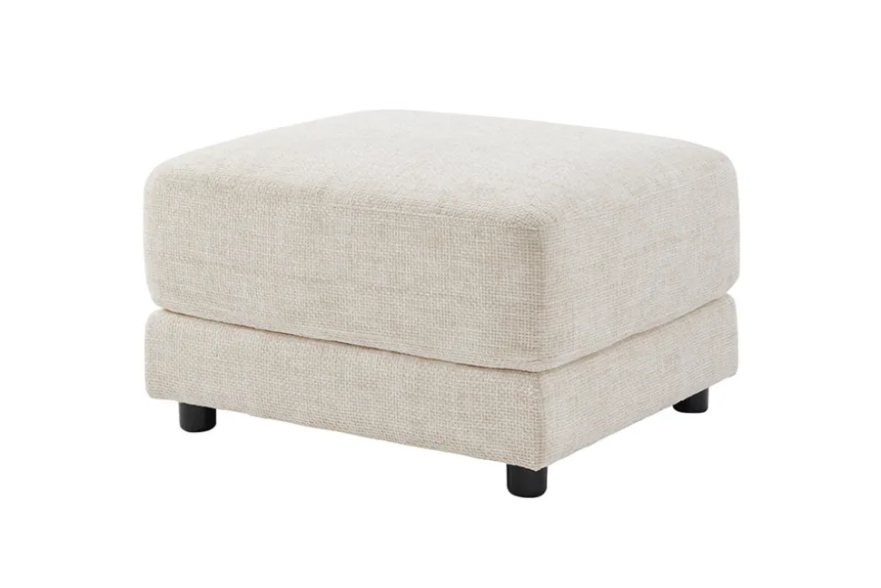 Moderner Hocker LOFT 75cm champagner beige Chenille Nosagfederung Taschenfederkern
