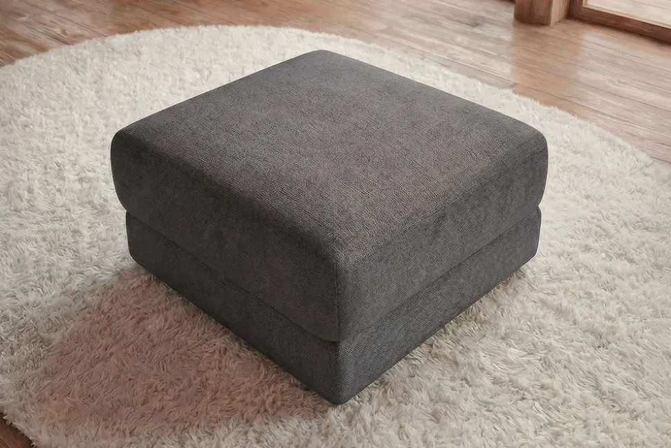 Moderner Hocker LOFT 75cm grau Vogue Velours Samt Nosagfederung Taschenfederkern