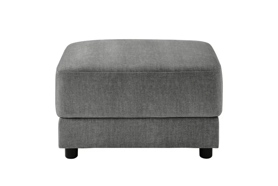 Moderner Hocker LOFT 75cm grau Vogue Velours Samt Nosagfederung Taschenfederkern