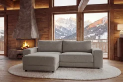 Moderner Hocker LOFT 75cm taupe Vogue Velours Samt Nosagfederung Taschenfederkern
