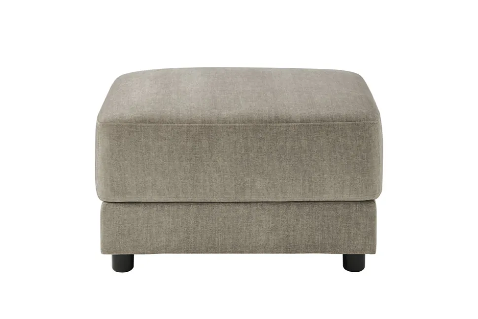Moderner Hocker LOFT 75cm taupe Vogue Velours Samt Nosagfederung Taschenfederkern