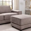 Moderner Hocker LOFT 75cm taupe Vogue Velours Samt Nosagfederung Taschenfederkern