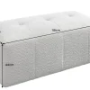 Moderner Hocker ROYAL 120cm grau Veloursstoff Federkern Sitzhocker