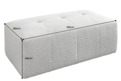 Moderner Hocker ROYAL 120cm greige Veloursstoff Federkern Sitzhocker