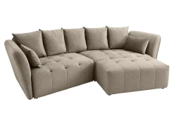 Moderner Hocker ROYAL 120cm greige Veloursstoff Federkern Sitzhocker