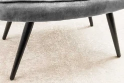 Moderner Hocker SCANDINAVIA grau Samt schwarze Metallbeine Fußhocker