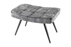 Moderner Hocker SCANDINAVIA grau Samt schwarze Metallbeine Fußhocker