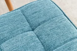 Moderner Hocker SCANDINAVIA blau Strukturstoff Massivholz-Beine Fußhocker