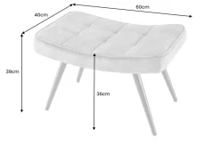 Moderner Hocker SCANDINAVIA champagner greige Bouclé schwarze Metallbeine Fußhocker