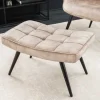 Moderner Hocker SCANDINAVIA champagner beige Samt schwarze Metallbeine Fußhocker