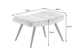 Moderner Hocker SCANDINAVIA grün Chenille Cremona Metallbeine Fußhocker