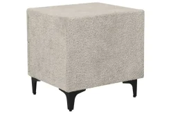 Moderner Nachttisch ART DECO 45cm greige Bouclé mit Schubladen schwarz Metall