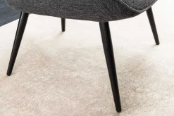 Moderner Sessel SCANDINAVIA grau Strukturstoff schwarze Metallbeine mit Armlehnen