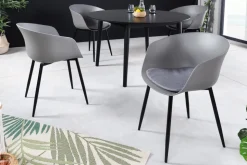 Moderner Stuhl DESIGNO grau Kunststoff Gartenstuhl mit Armlehnen Indoor Outdoor