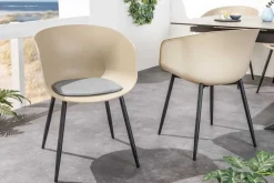Moderner Stuhl DESIGNO greige schwarz Kunststoff Gartenstuhl mit Armlehnen Indoor Outdoor