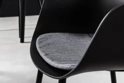 Moderner Stuhl DESIGNO schwarz Kunststoff Gartenstuhl mit Armlehnen Indoor Outdoor