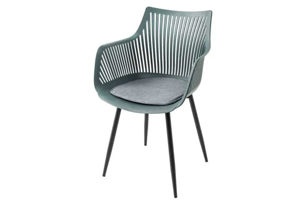 Moderner Stuhl SIGNUM salbei schwarz Kunststoff Gartenstuhl Indoor Outdoor mit Armlehnen