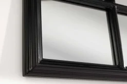 Moderner Wandspiegel PARIS 120cm schwarz Fensterspiegel Rundbogen-Design