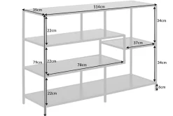 Modernes Bücherregal SLIM LINE 115cm graphit Metallgestell mit fünf Regalböden