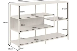 Modernes Bücherregal SLIM LINE 115cm champagner beige Metallgestell fünf Regalböden
