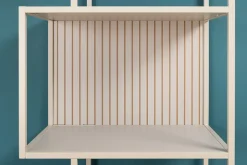 Modernes Bücherregal SLIM LINE 185cm champagner beige Metall mit Schubladen