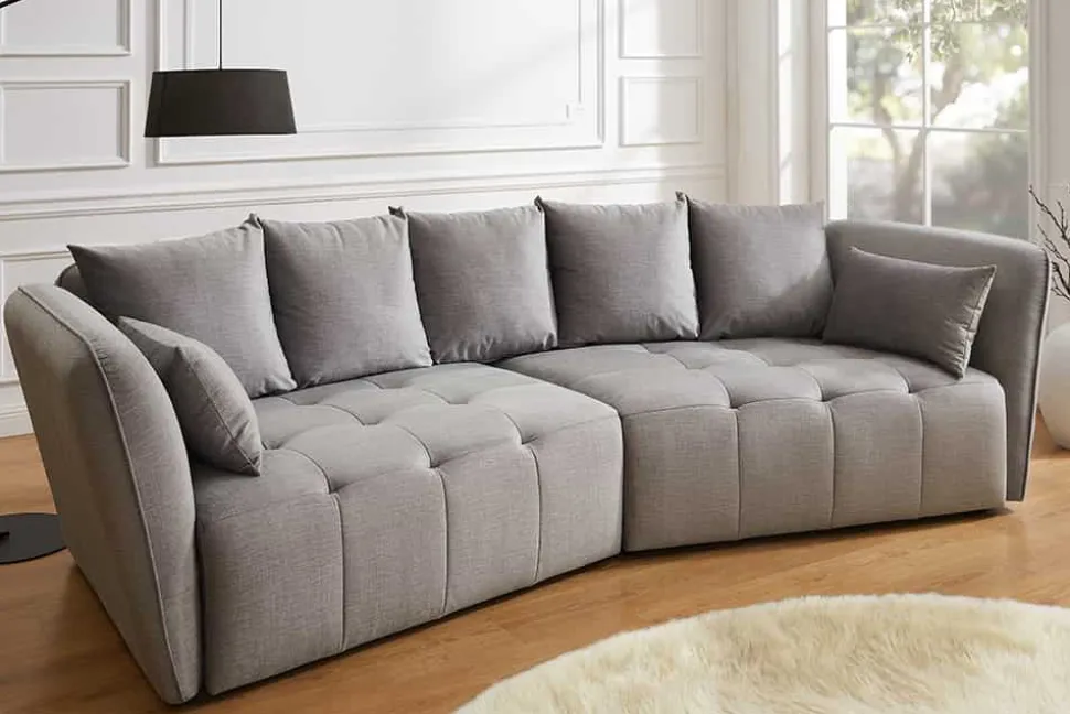 Modernes Big Sofa ROYAL 295cm grau Veloursstoff Federkern XXL-Couch