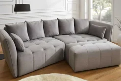 Modernes Big Sofa ROYAL 295cm grau Veloursstoff Federkern XXL-Couch