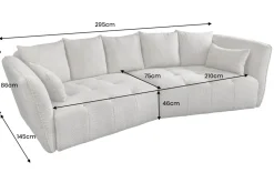 Modernes Big Sofa ROYAL 295cm grau Veloursstoff Federkern XXL-Couch