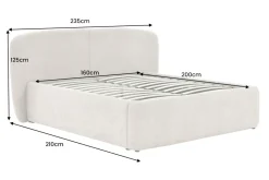 Modernes Boxbett ART DECO 160x200cm greige Bouclé mit Stauraum und Lattenrost