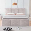 Modernes Boxbett ATELIER 180x200cm champagner beige Samt mit Lattenrost und Stauraum