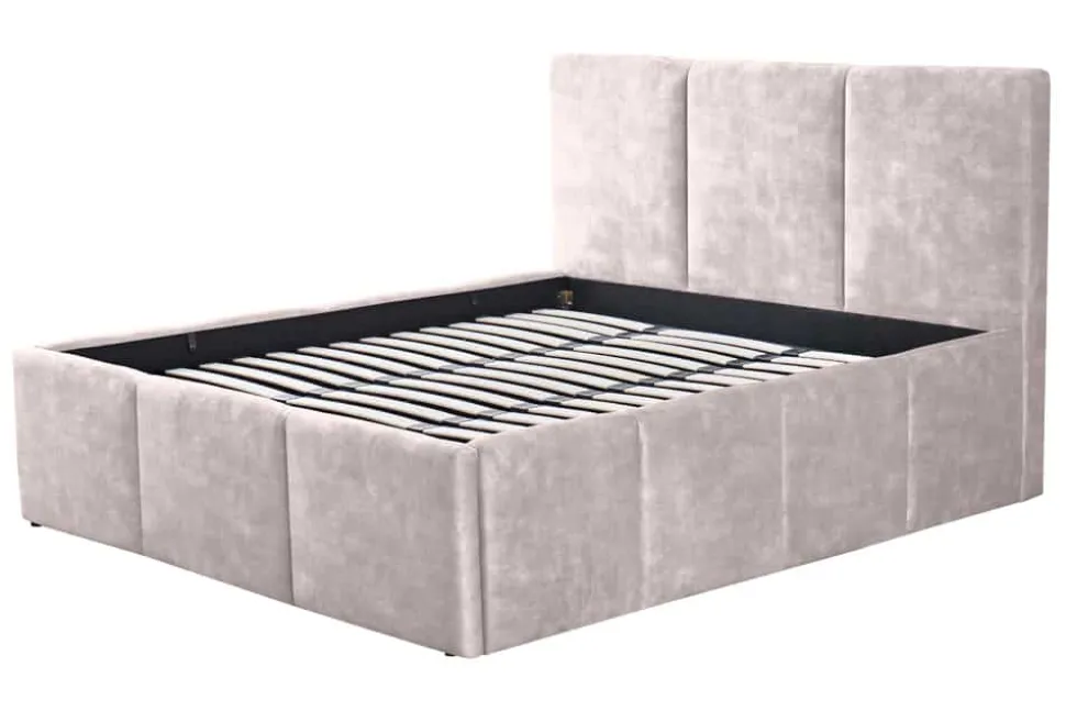 Modernes Boxbett ATELIER 180x200cm champagner beige Samt mit Lattenrost und Stauraum