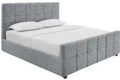 Modernes Boxbett PRESTIGE 180x200cm grau Bouclé mit Stauraum und Lattenrost