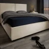 Modernes Boxbett ROCCO 180x200cm beige Cord mit Stauraum und Lattenrost