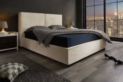 Modernes Boxbett ROCCO 180x200cm beige Cord mit Stauraum und Lattenrost
