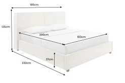 Modernes Boxbett ROCCO 160x200cm beige Cord mit Stauraum und Lattenrost