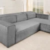 Modernes Ecksofa BOSSA NOVA 265cm grau Chenille 3-Sitzer Couch L-Form