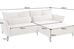 Modernes Ecksofa DESIGNO 250cm champagner beige Cord Couch inklusive Kissen Metallfüße