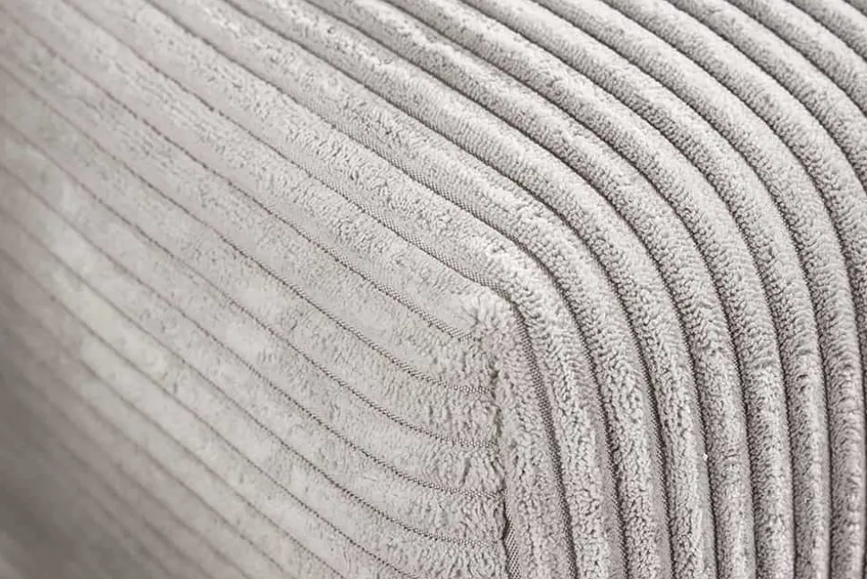 Modernes Ecksofa KENT 220cm beige Cord inkl. Hocker Federkern L-Form Wohnlandschaft