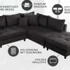 Modernes Ecksofa KENT 220cm dunkelgrau Cord inklusive Hocker Federkern Wohnlandschaft