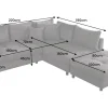 Modernes Ecksofa KENT 220cm greige Cord inkl. Hocker Federkern L-Form Wohnlandschaft
