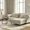 Modernes Ecksofa MARRAKESCH 265cm beige Samt 3-Sitzer inkl. Kissen Ottomane rechts