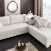Modernes Ecksofa NORWAY 250cm beige Chenille Schlafsofa mit Stauraum inkl. Kissen