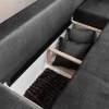 Modernes Ecksofa NORWAY 250cm grau Vogue Velours Samt Schlafsofa mit Stauraum