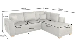 Modernes Ecksofa NORWAY 250cm taupe Vogue Velours Samt Schlafsofa mit Stauraum