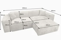 Modernes Ecksofa SIGNATUR 260cm grau Chenille Cremona beidseitig stellbar inkl. Kissen