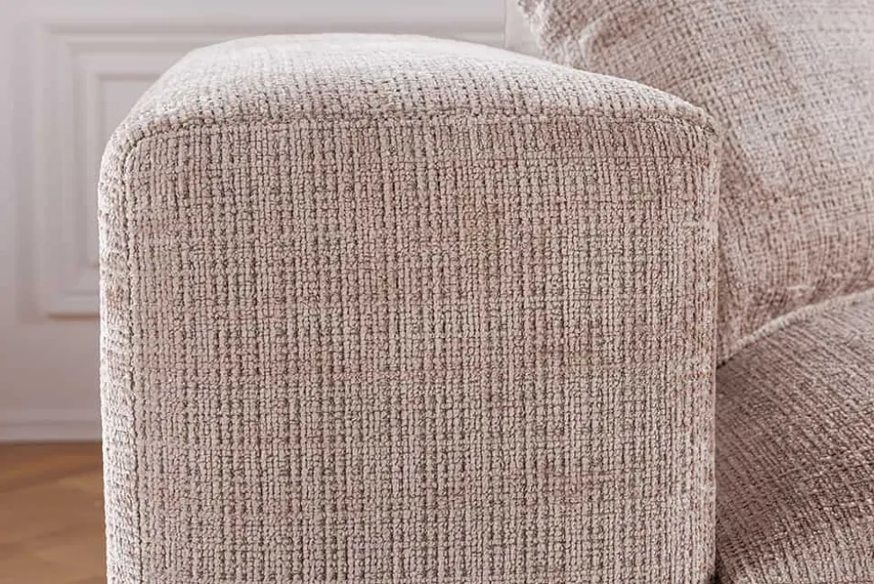 Modernes Ecksofa SIGNATUR 260cm beige Chenille Cremona beidseitig stellbar inkl. Kissen