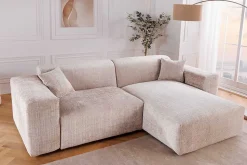 Modernes Ecksofa SIGNATUR 260cm beige Chenille Cremona beidseitig stellbar inkl. Kissen