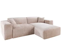 Modernes Ecksofa SIGNATUR 260cm beige Chenille Cremona beidseitig stellbar inkl. Kissen