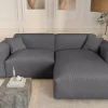 Modernes Ecksofa SIGNATUR 260cm anthrazit Cord beidseitig stellbar inkl. Kissen
